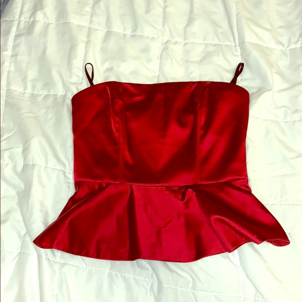 Bebe red strapless top